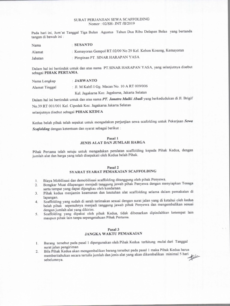 Contoh Surat Jual Beli Forklift Page Cash