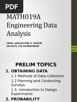 MATH019A Engineering Data Analysis