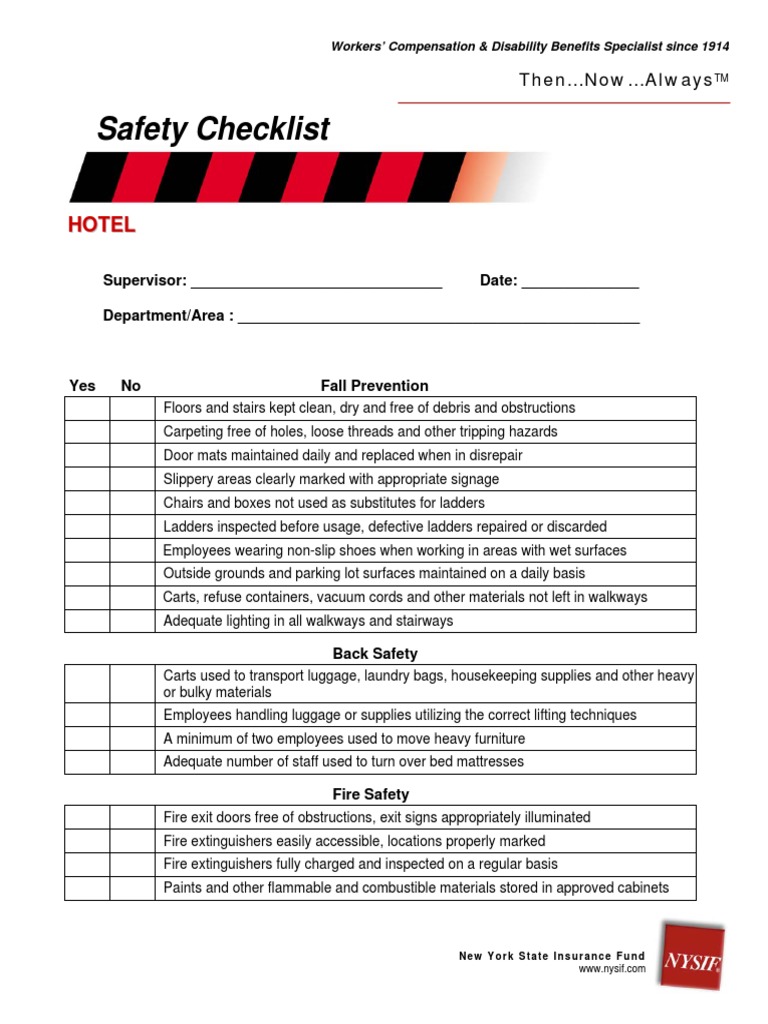 Hotel Safety Checklist PDF PDF Fire Safety Safety