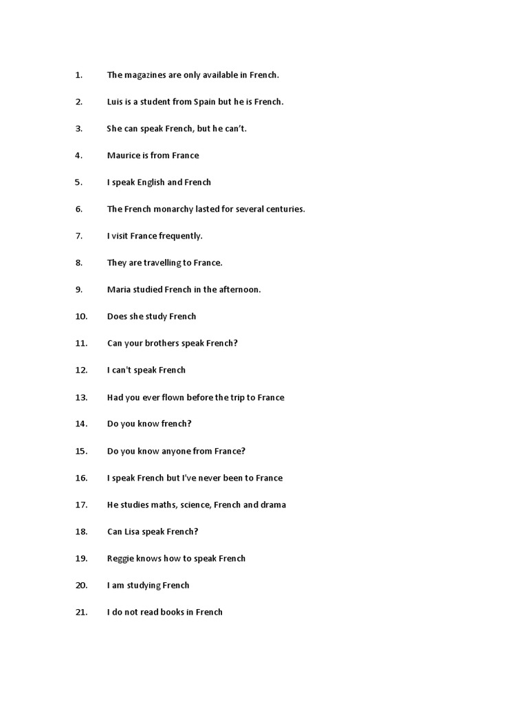 French Language Usage Examples | PDF | French Language | France
