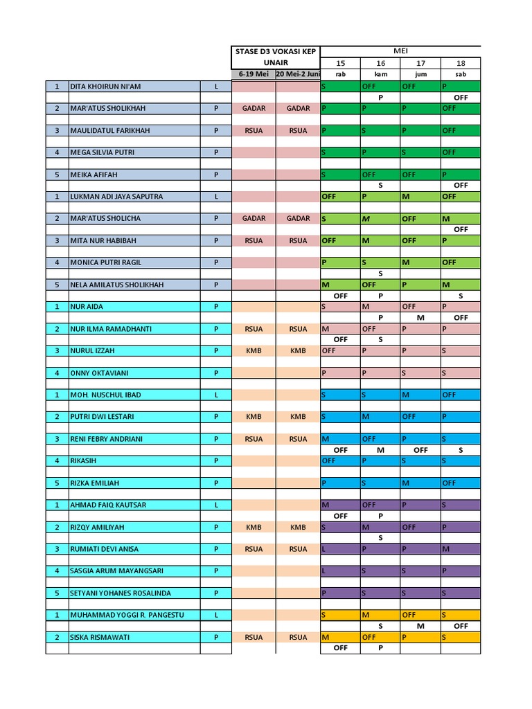 RSUA Attendance Schedule May-June | PDF