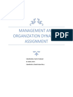 Management and Organization Dynamics Assignment