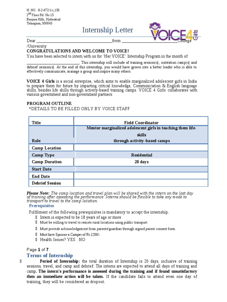 Internship Letter: Program Outline | PDF | Indemnity | Justice