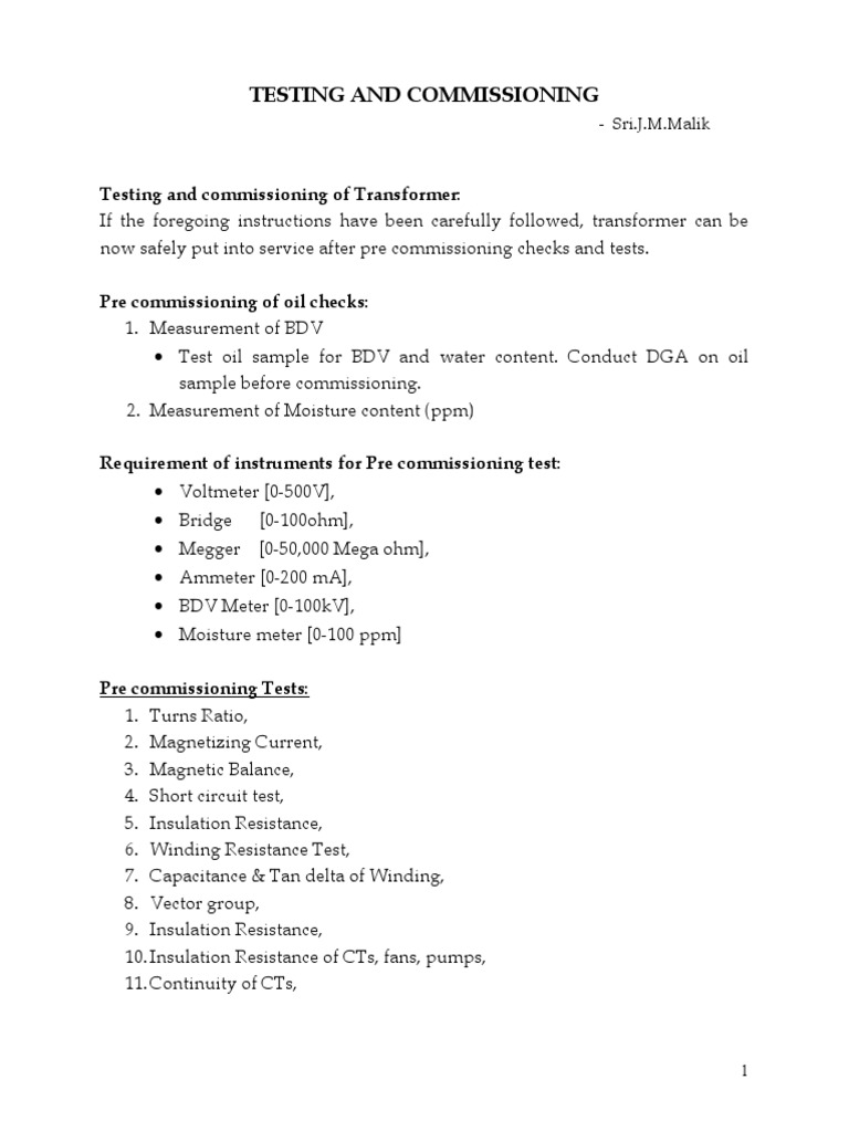Testing and COmmissioning | PDF