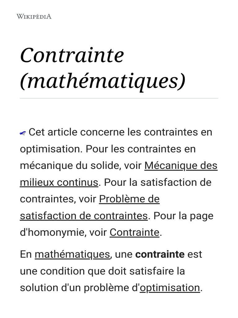 Contrainte en optimisation mathématique | PDF | Optimisation ...