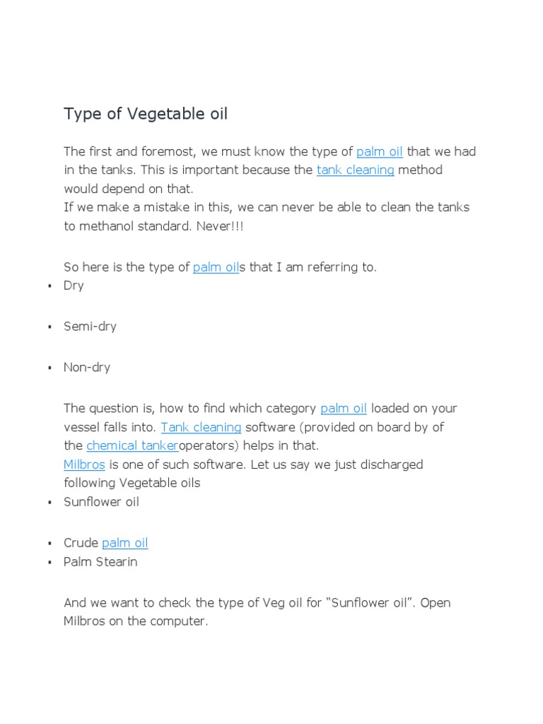 Type of Vegetable Oil PDF