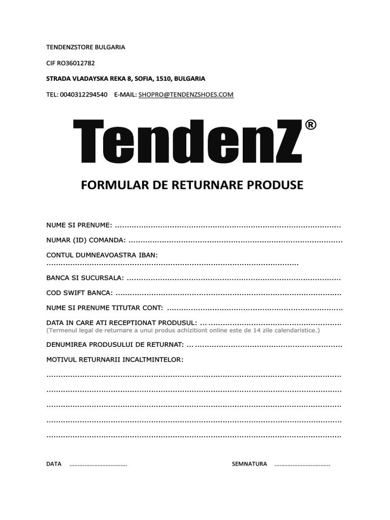 Formular Returnare1 PDF | PDF