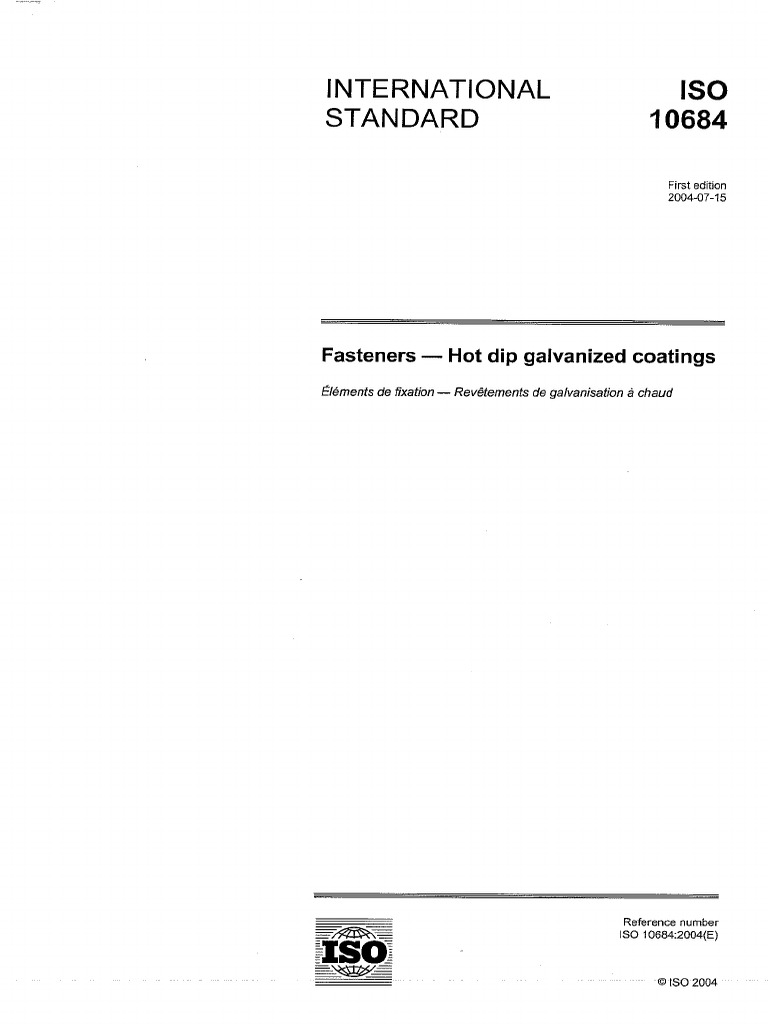 ISO 10684 Hot Dip Galvanized Fasteners PDF | PDF | International ...