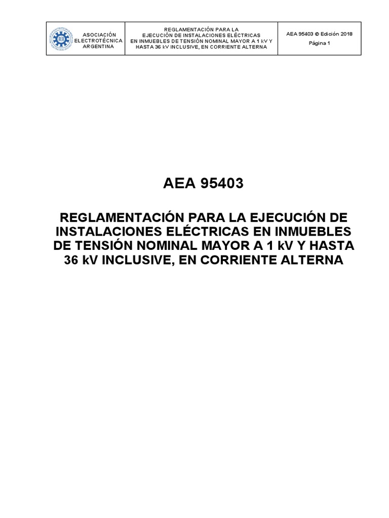 Reglamentación AEA 95403 Instalaciones Eléctricas | PDF | Corriente ...
