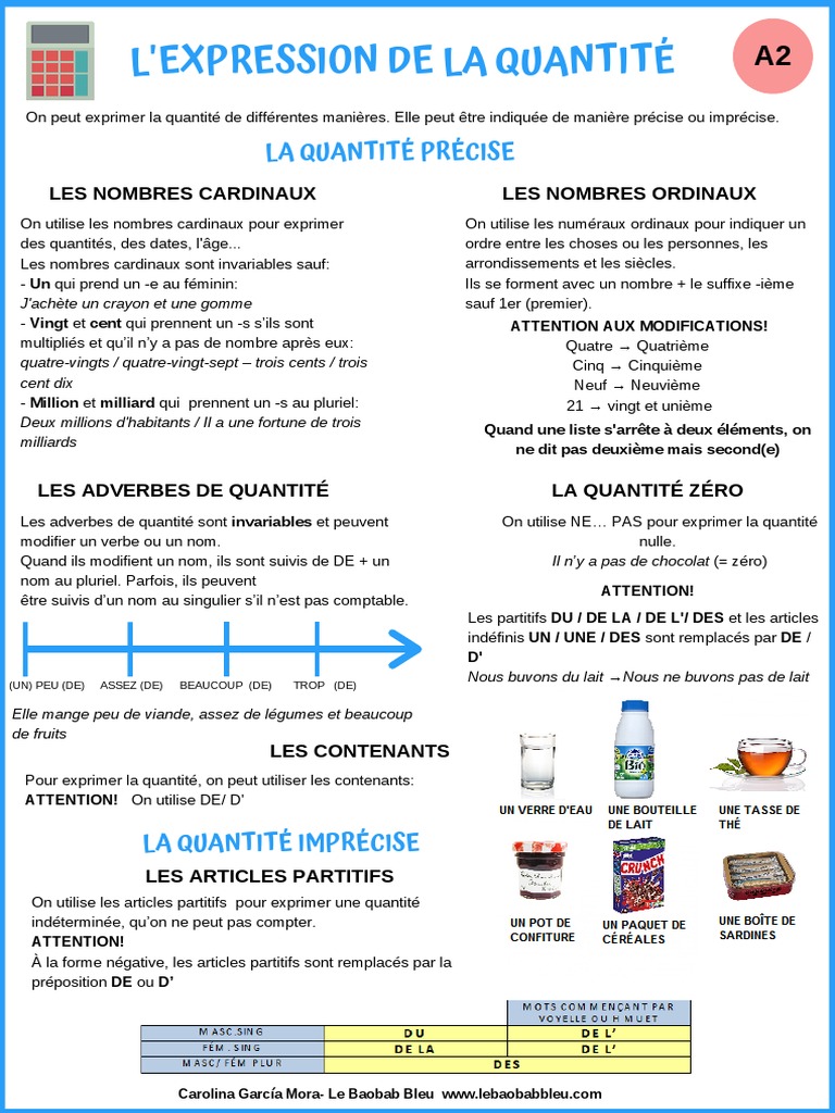 Exprimer La Quantité (A2) | PDF | Nombre grammatical | Relations ...