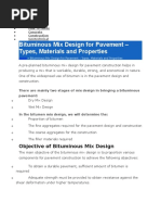 Bituminous Mix Design For Pavement - Types, Materials and Properties