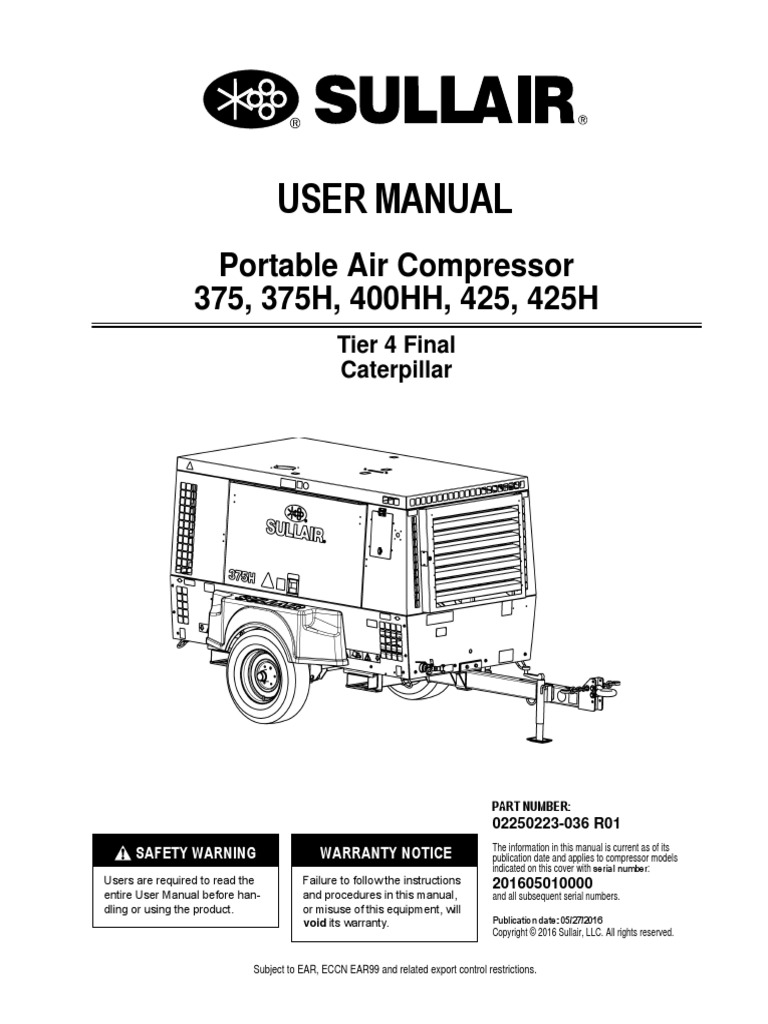 Manual Compressor Sullair 375 PDF Personal Protective Equipment Valve