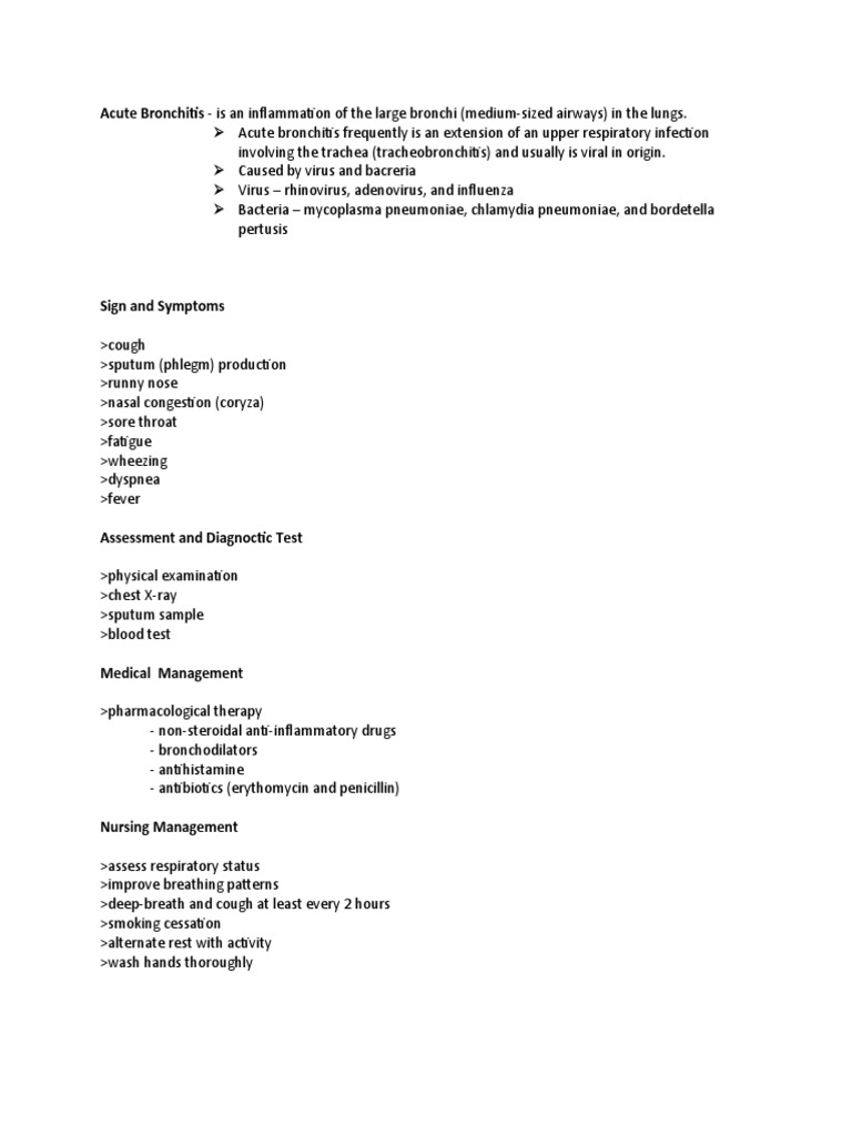 Acute Bronchitis and Bronchiectasis Guide | PDF | Bronchitis | Pneumonia