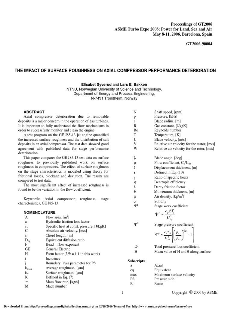The Impact of Surface Roughness On Axial Compressor Performance ...