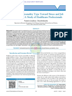 Behavior of Personality Type Toward Stress and Job Perfomances A Dtudy of Healthcare Professionals PDF