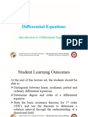 Differential Equations Introduction Pdf Differential Equations Ordinary Differential Equation