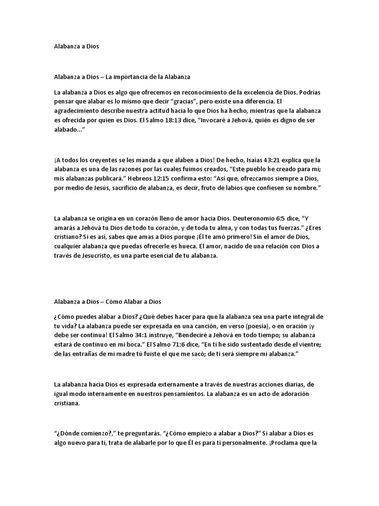Alabanza A Dios | PDF | Oración | Salmos