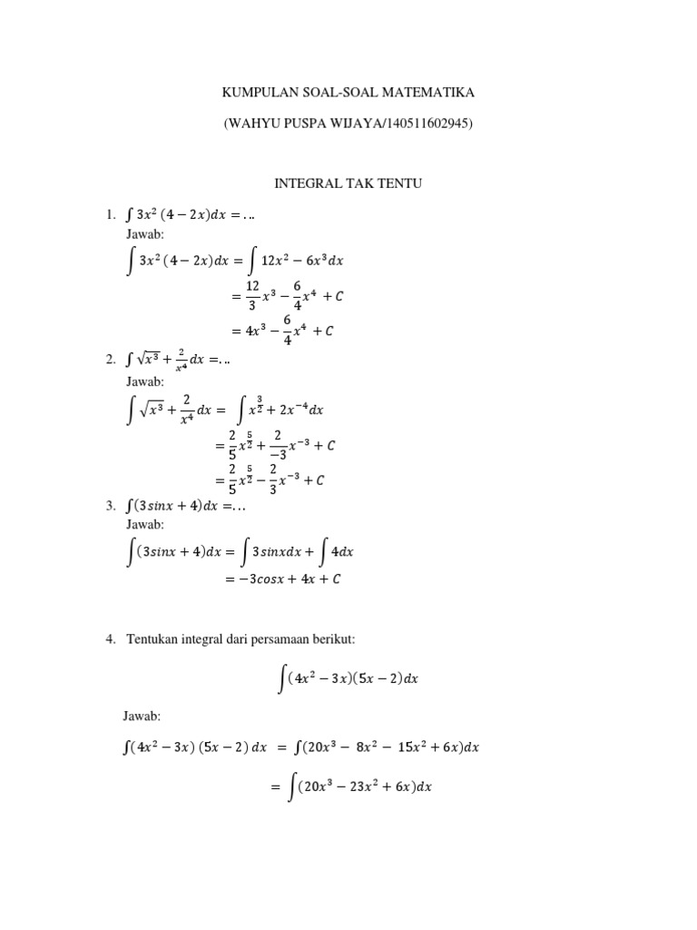 Soal-Soal Integral | PDF