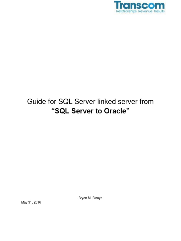 Guide For SQL Server Linked Server From | PDF