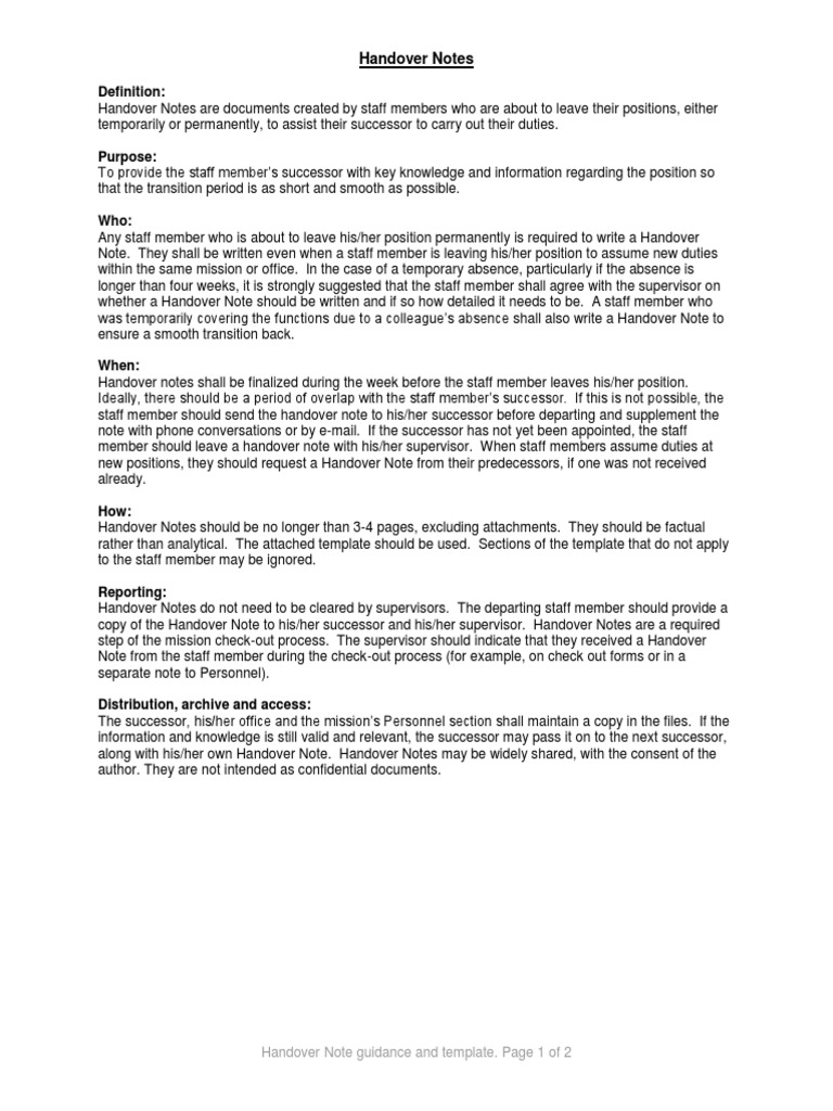 Handing Over A Project - Notes  PDF  Government  Computing And Throughout Handing Over Notes Template