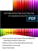 Factors Affecting Electrolysis of Aqueous Solution