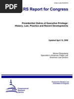 Presidential Claims of Executive Privilege: History, Law, Practice