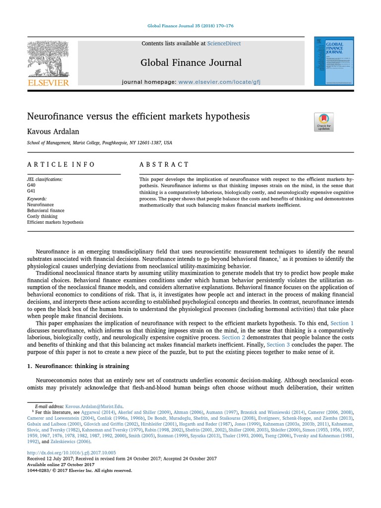 (2018) Ardalan - Neurofinance Versus The Efficient Markets Hypothesis ...