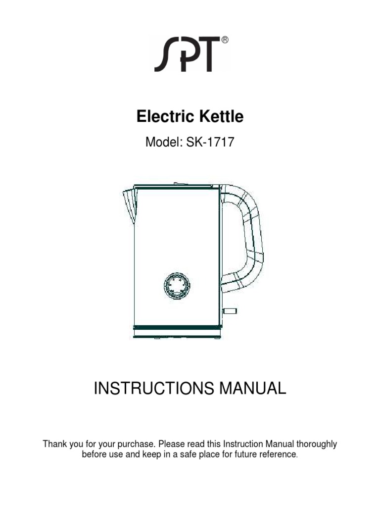 Electric Kettle Instructions Manual PDF Boiling Water
