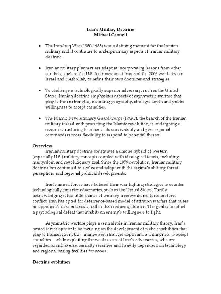 Iran - S Military Doctrine PDF | PDF | Army Of The Guardians Of The ...