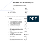 Expresiones algebraicas para afirmaciones matemáticas