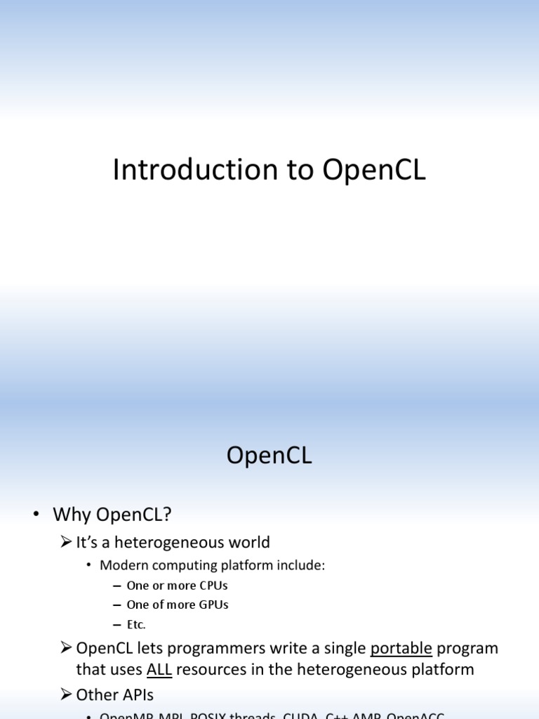 Introduction To OpenCL | PDF | Graphics Processing Unit | Multi Core ...