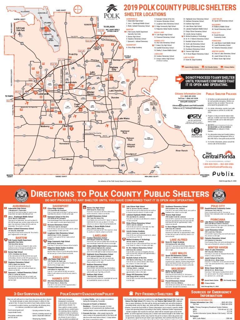 Polk County, Florida, Shelter Map