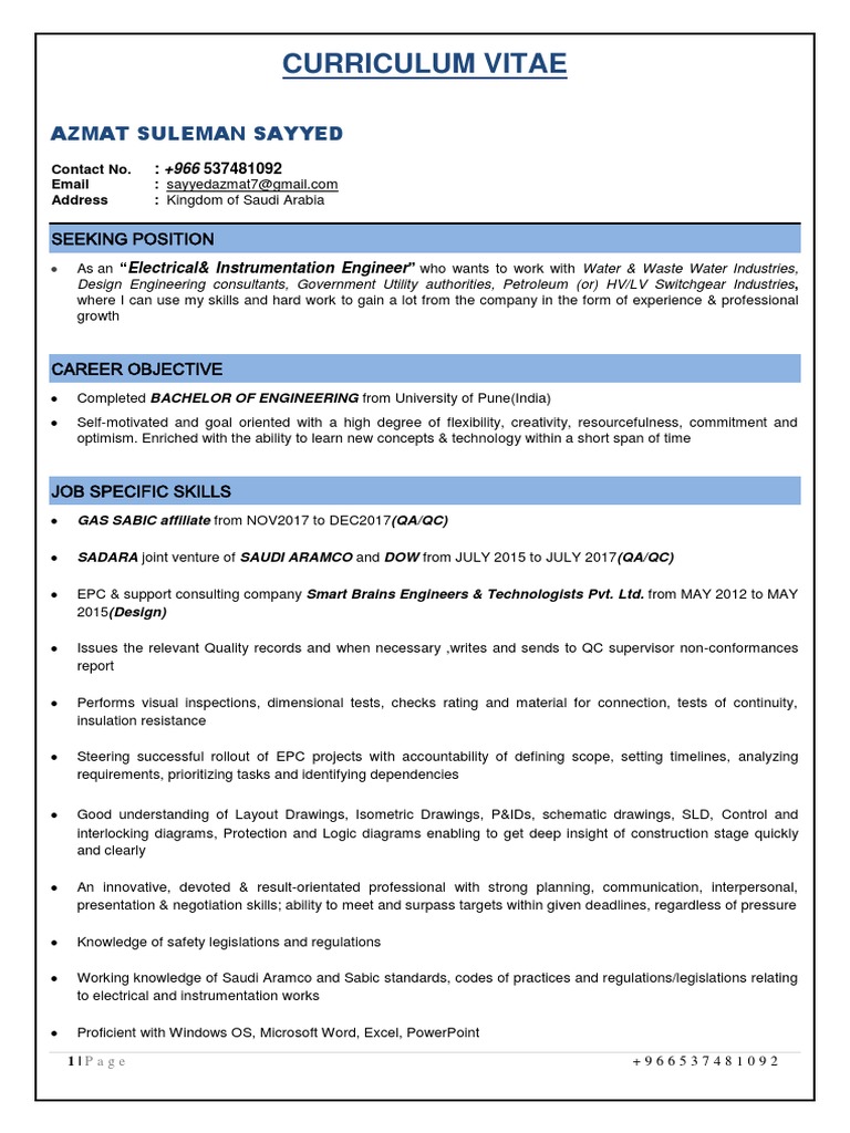 Qaqc E&i Engineer - Azmat PDF | PDF | Quality Assurance | Quality ...
