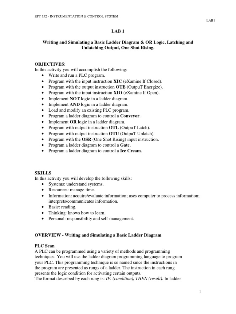 Lab PLC 1 | PDF | Programmable Logic Controller | Switch