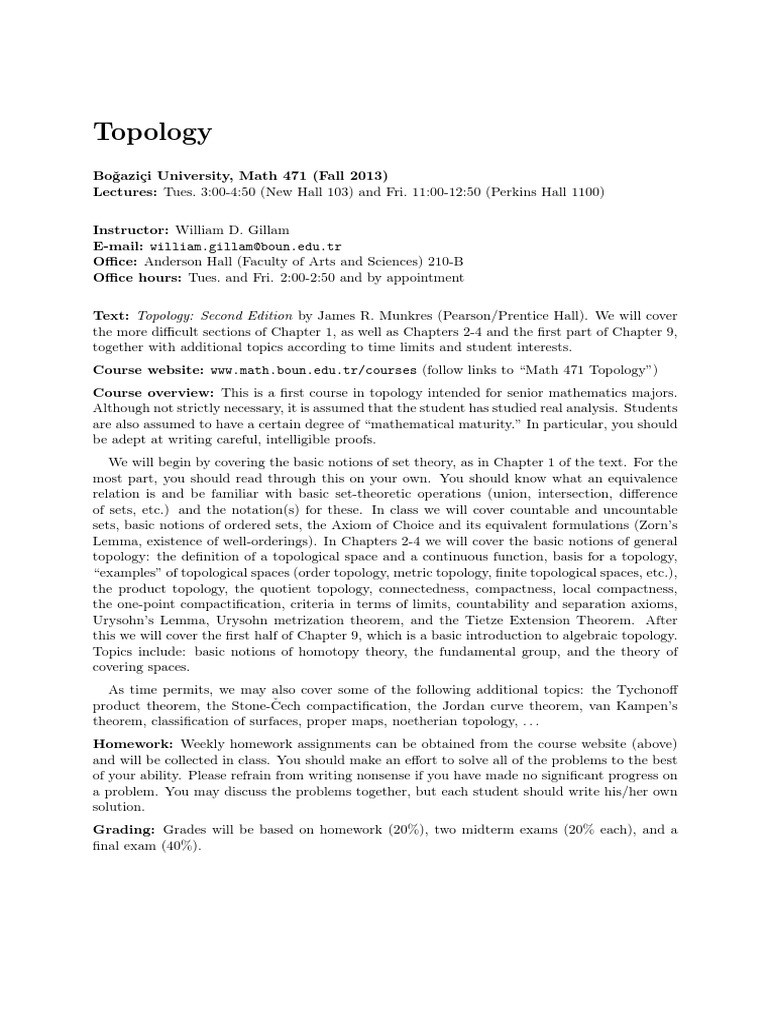 Topology Course for Math Majors | PDF | Topology | Set (Mathematics)