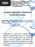 Analise linguistica e textual da escrita dos surdos