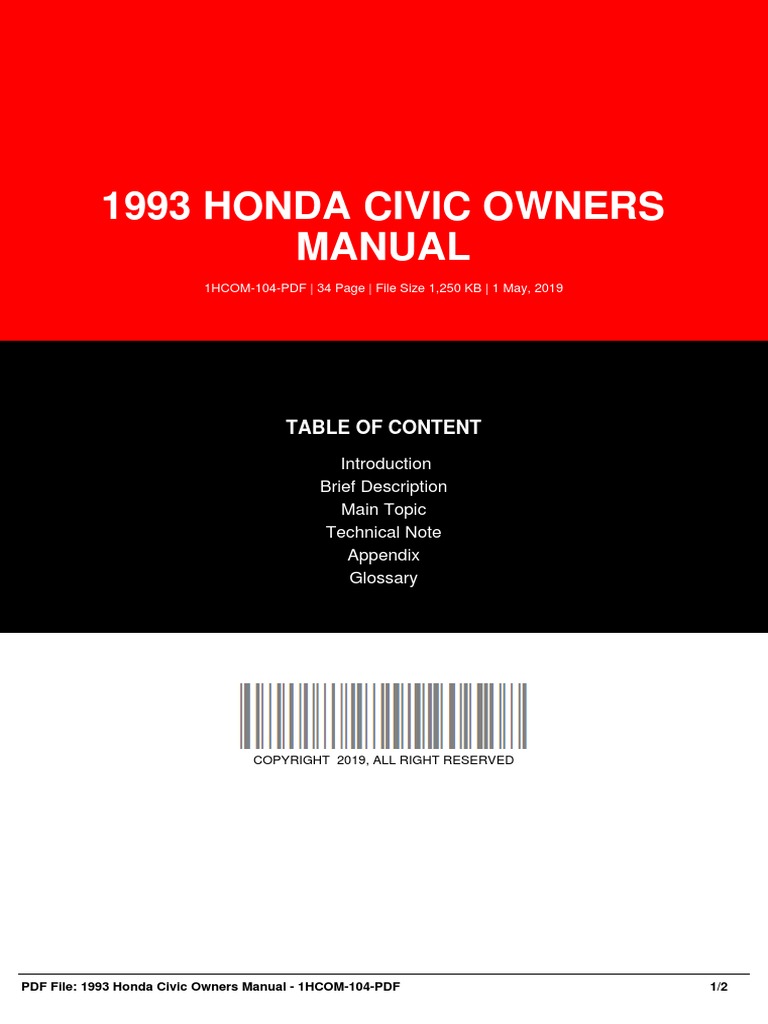1999 HONDA CIVIC OWNERS MANUAL PDF intelligence overview