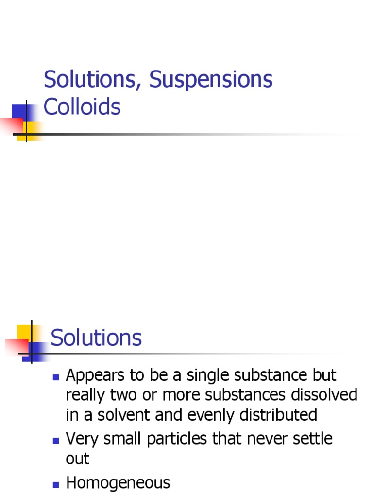Solutions, Suspensions, and Colloids Explained | PDF | Solution | Colloid