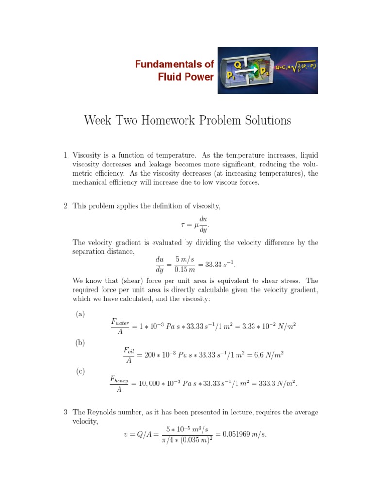 Fluid Power Fundamentals Analyzing Viscosity, Reynolds Numbers, and