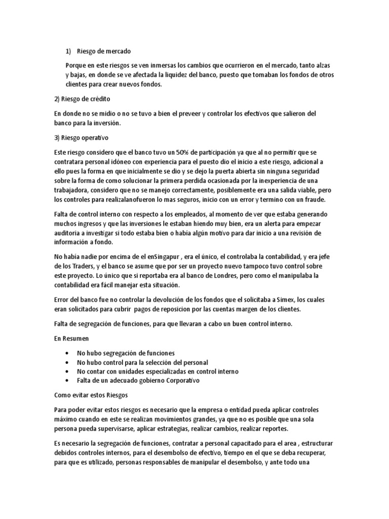 Caso Barings PDF Bancos Contabilidad