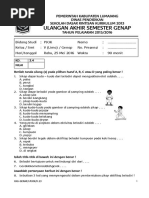 SOAL PJOK Kelas 5 Sem. Genap 2015-2016