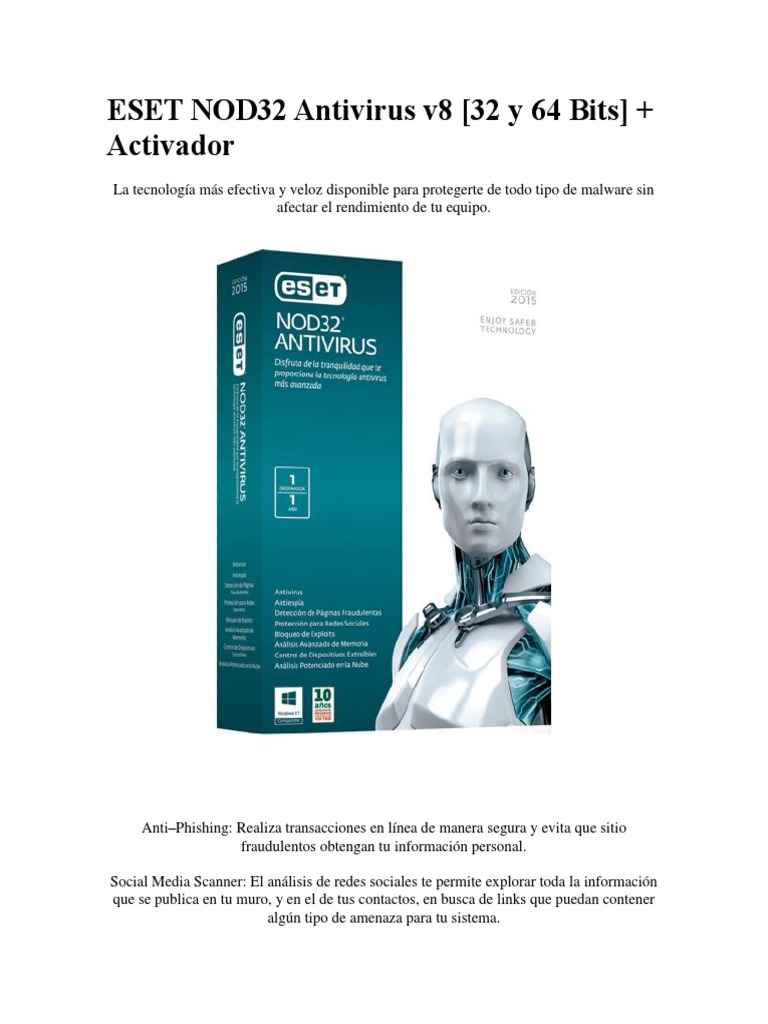 ESET NOD32 Antivirus v8: Instalación y Activación | PDF | Software ...