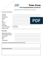 Tutor Form: Part-Time/Independent Contractor