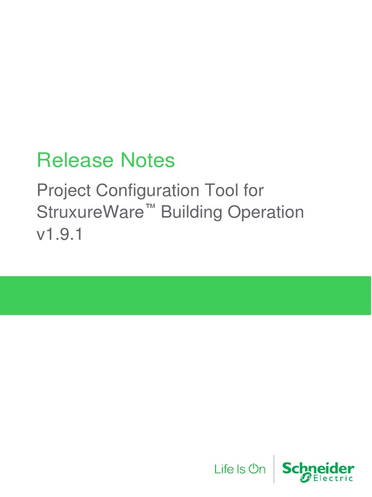 Project Configuration Tool - Release Notes - StruxureWare Building ...