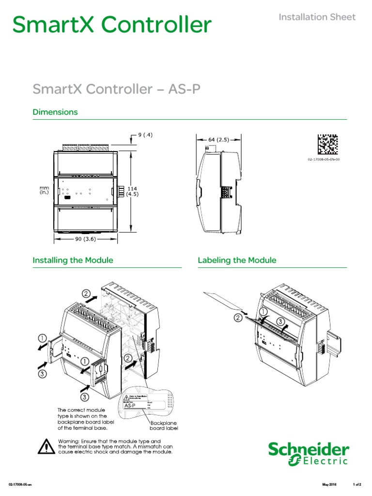 SmartX Controller As-P - SmartStruxure Solution - Installation Sheet ...