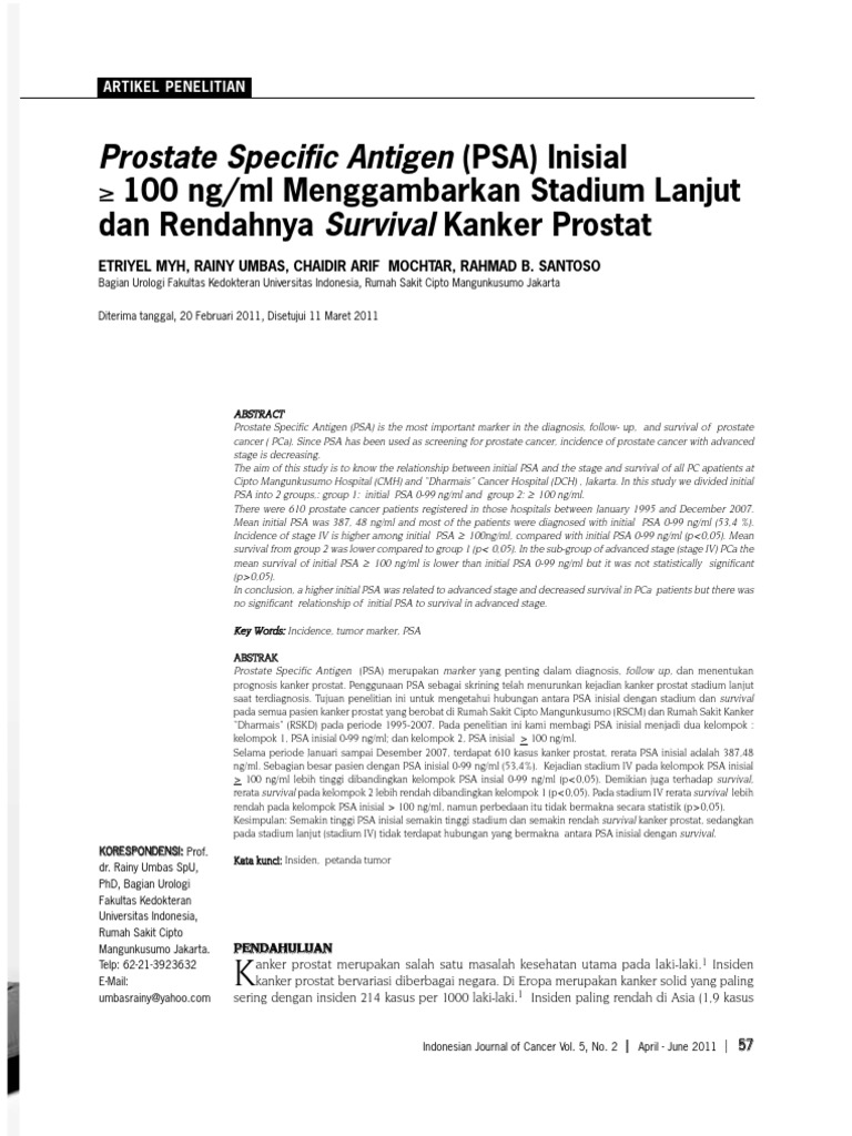 PSA Levels and Prostate Cancer Survival | PDF | Prostate Specific ...