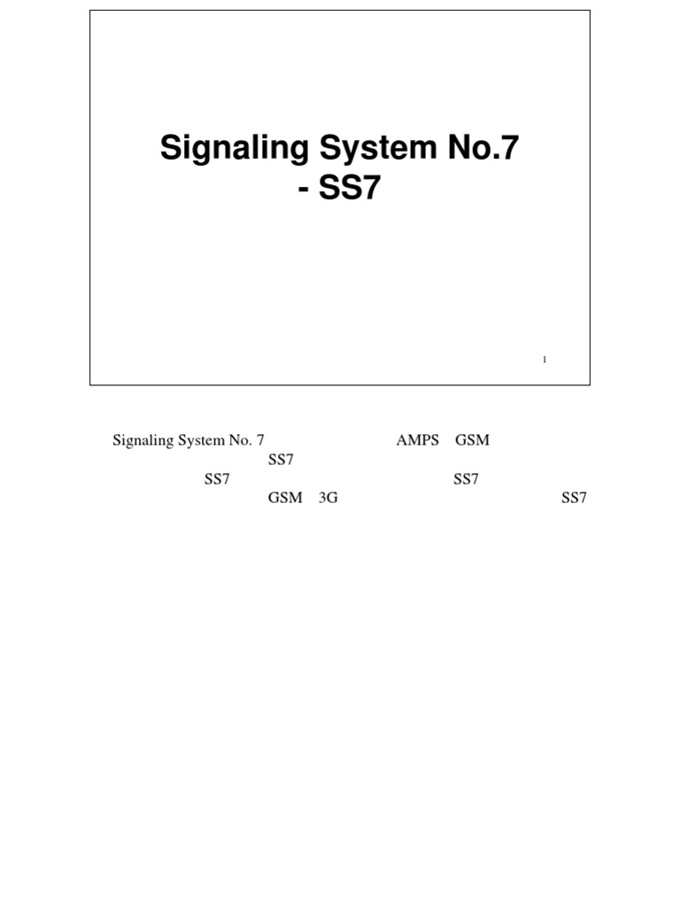 Signaling System No.7 SS7 PDF