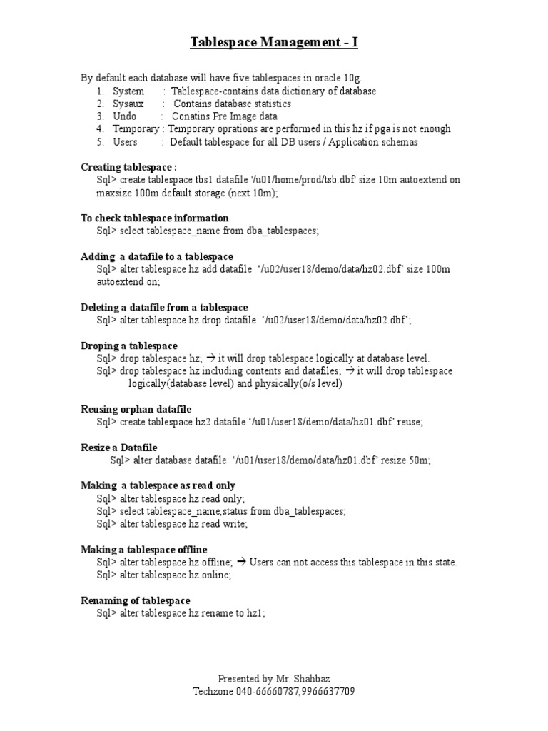 3 TBS-MGMT I | PDF | Databases | Oracle Database