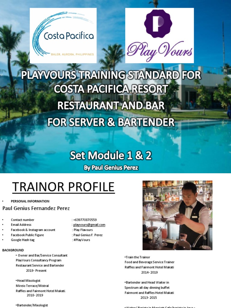 Bartending Course at Costa Pacifica | PDF | Cocktails | Drink