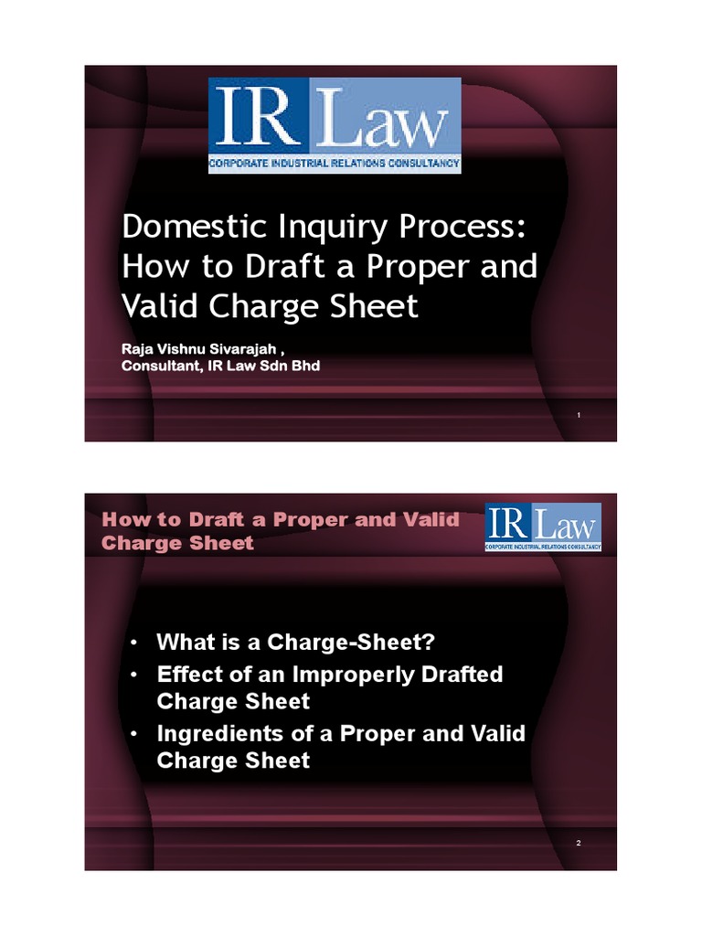 Domestic Inquiry Process - Drafting Proper and Valid Charge Sheet ...